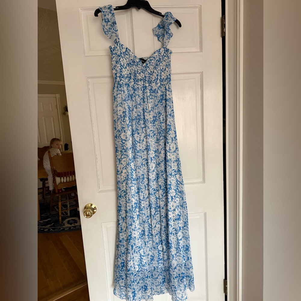 Aakaa Floral Blue Maxi Dress